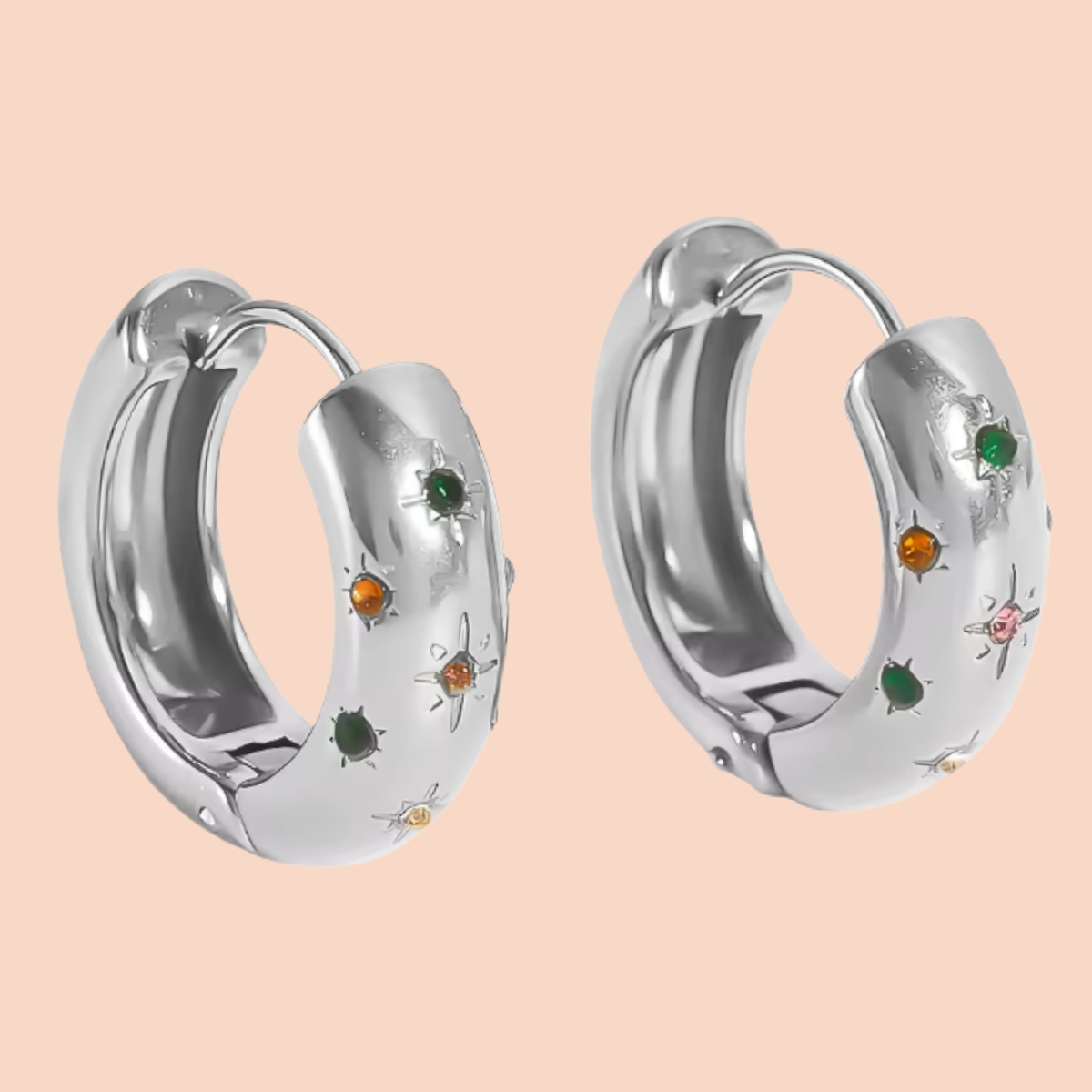Veda Silver Stone Hoop