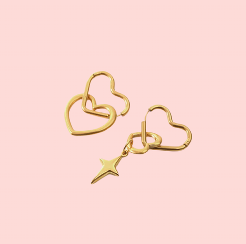 Rachel Gold Heart Dangle Earring