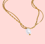 Cece Gold Pearl Necklace