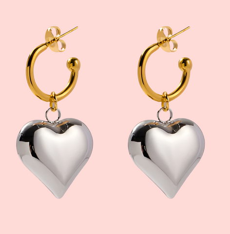 Sofia Silver Heart Drop Earring