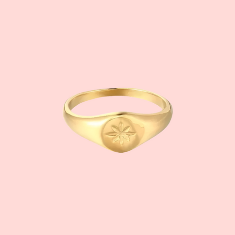 Beth Star Signet Gold Ring