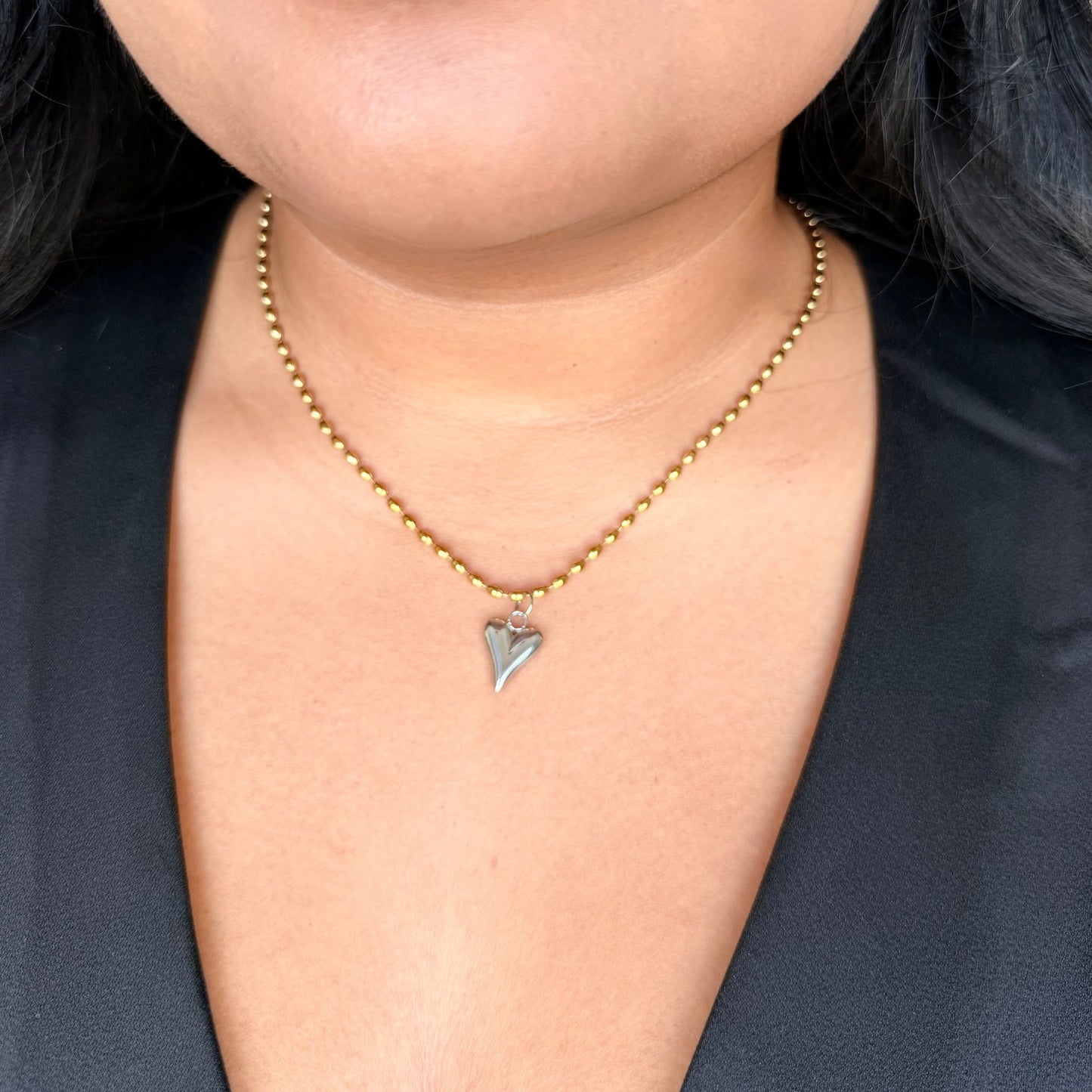 Adele Mixed Metal Heart Necklace