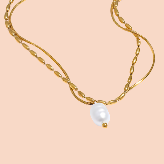 Cece Gold Pearl Necklace
