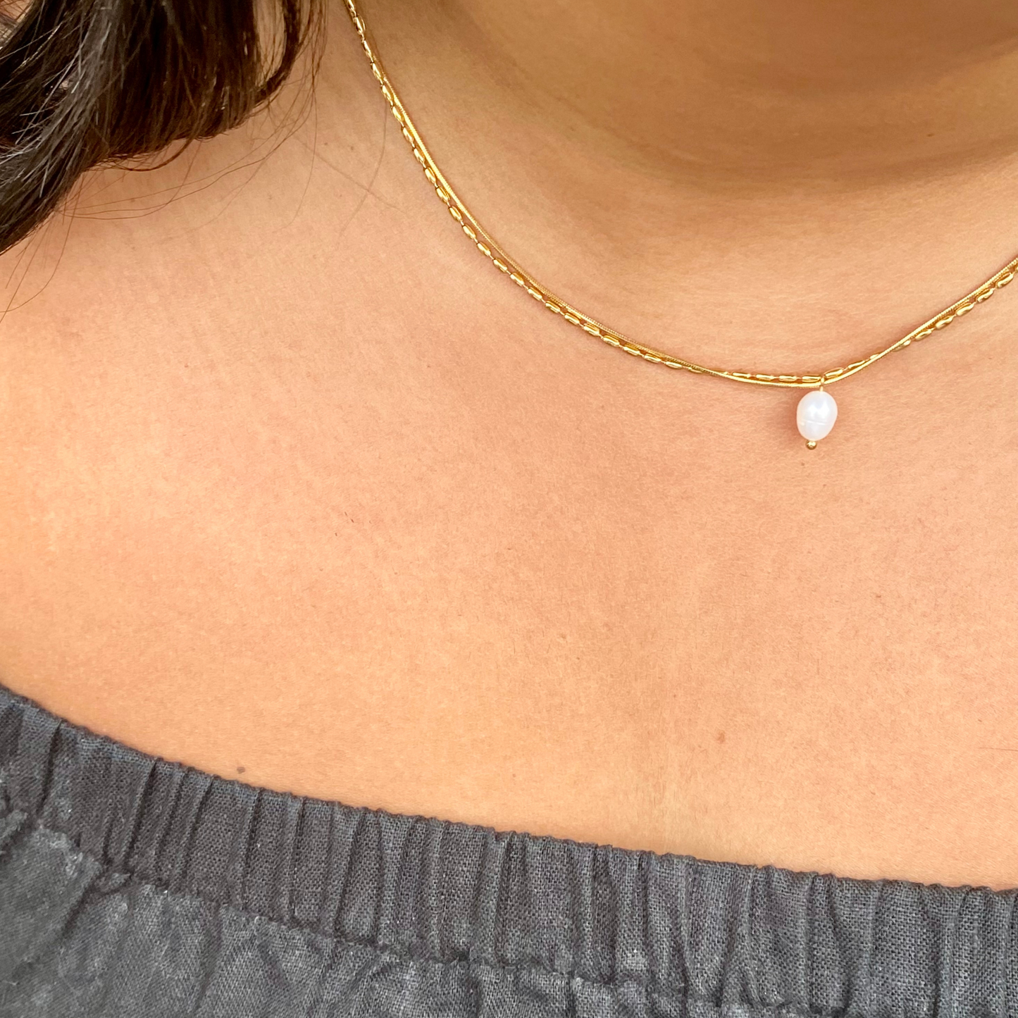 Cece Gold Pearl Necklace