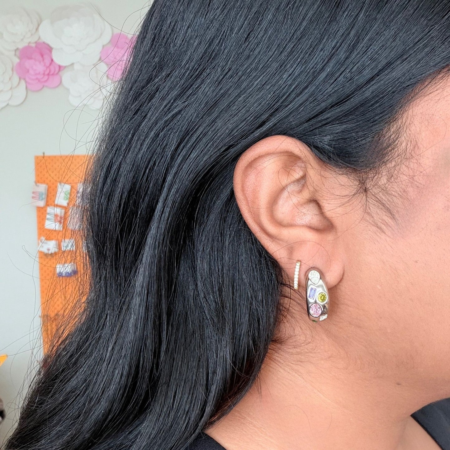 Kavi Silver stone Hoop