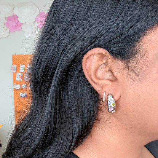 Kavi Silver stone Hoop