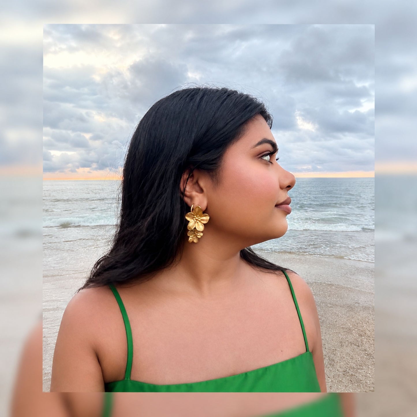 Petal Gold Drop Earring
