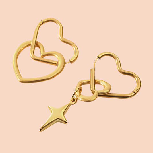 Rachel Gold Heart Dangle Earring