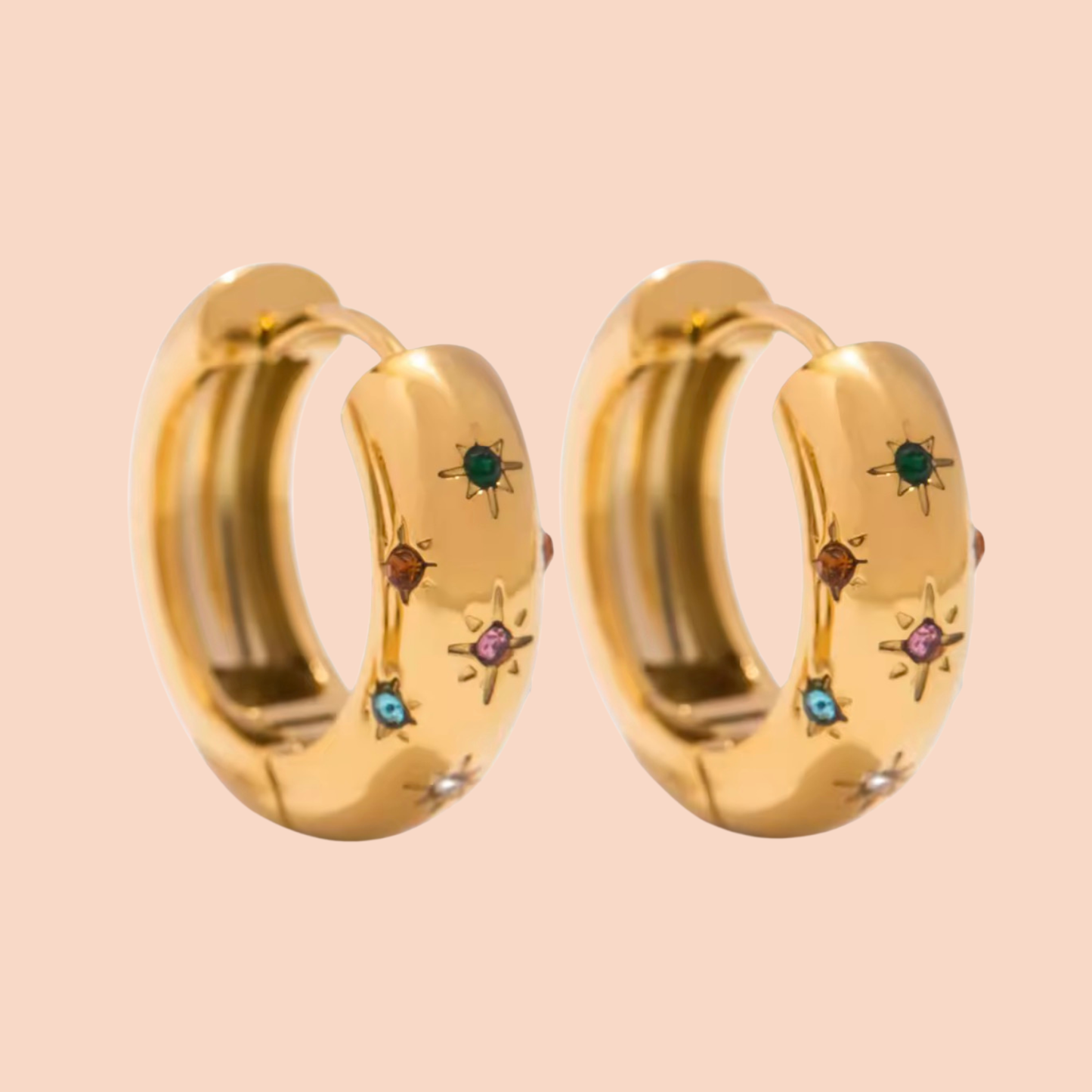 Veda Gold Stone Hoop