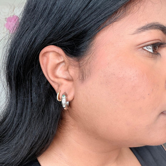 Veda Silver Stone Hoop